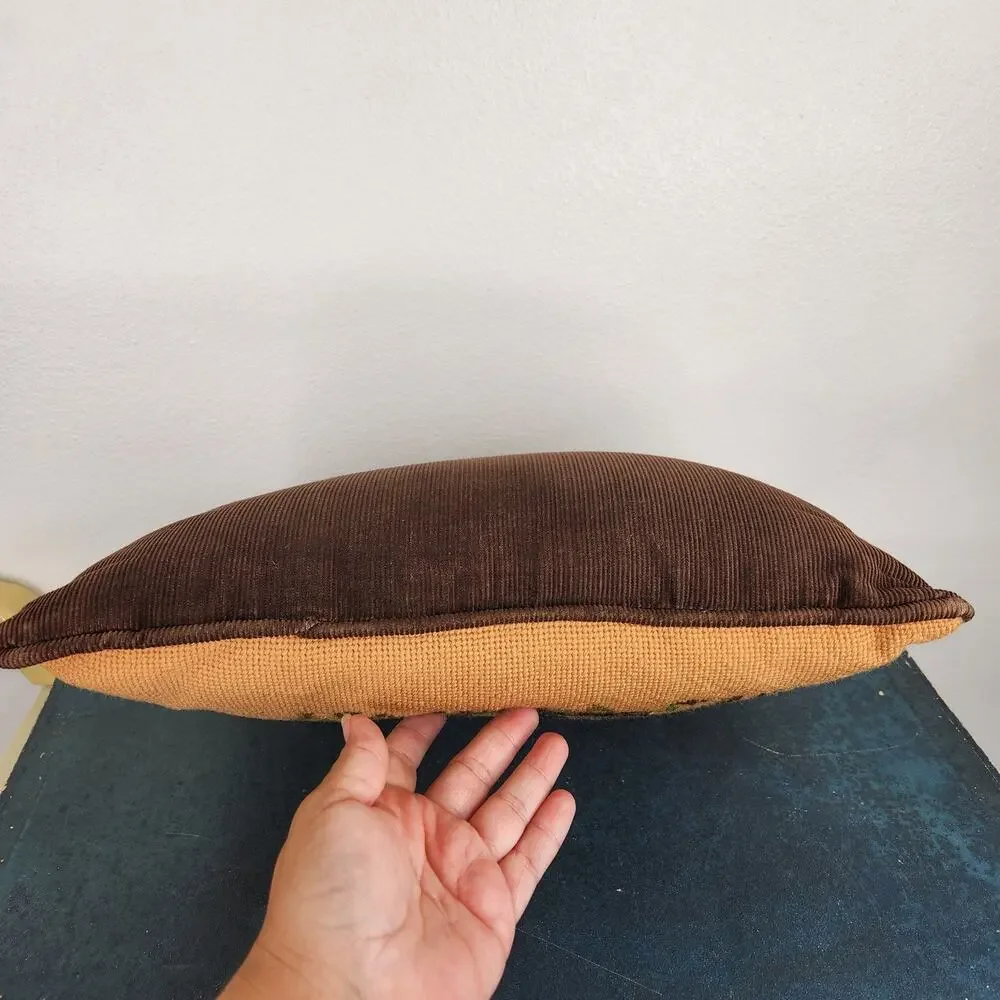 Vintage Brown Elephant Cross Stitch Decorative Cushion Pillow Safari Home Decor